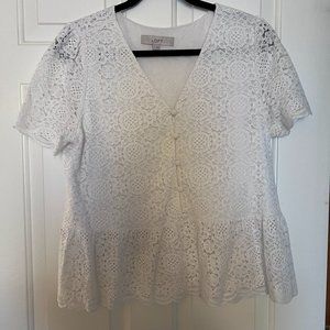 Loft Lace Blouse in White Size Medium
